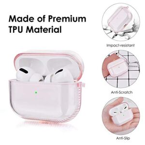 KOREDA Protective Cover Compatible with AirPods Pro & AirPods Pro 2 Case, Soft Clear Full Protective Case Shockproof Cover with Keychain Set for Airpods Pro 2nd Generation/1st Generation Case (Pink)