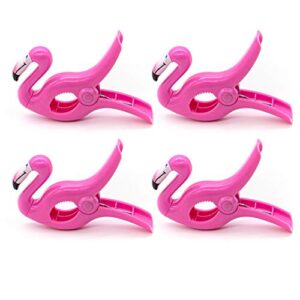 auear, lovely towel clips chair holders for the beach or home patio holiday pool and chaise pool chair supplies accessories portable secure towel clips (pink flamingo, 4-pack)