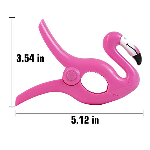 AUEAR, Lovely Towel Clips Chair Holders for The Beach or Home Patio Holiday Pool and Chaise Pool Chair Supplies Accessories Portable Secure Towel Clips (Pink Flamingo, 4-Pack)