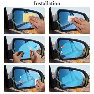 8 Pieces Car Rearview Mirror Film, Anti Fog Glare Rainproof Waterproof Mirror Film HD Clear Nano Coating Car Film, Protective Film Sticker for Car Rear View Mirrors and Side Windows