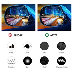 8 Pieces Car Rearview Mirror Film, Anti Fog Glare Rainproof Waterproof Mirror Film HD Clear Nano Coating Car Film, Protective Film Sticker for Car Rear View Mirrors and Side Windows