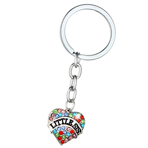 Amosfun 4pcs Mom Big Middle Little Sis Keychain Alloy Heart Shaped Crystal Family Key Rings Bag Hanging Ornament Gift for Mother Daughter Sister