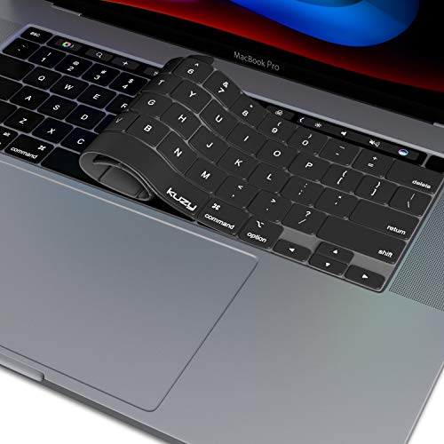 Kuzy Compatible with MacBook Pro 13 inch Keyboard Cover 2020 A2338 M1 A2289 - Skin for MacBook Pro 16 inch Keyboard Cover 2019 A2141 Silicone Key Board, Black