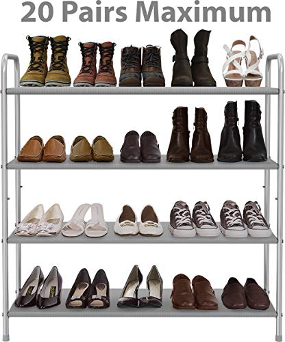 Simple Houseware 4-Tier Shoe Rack Storage Organizer 20-Pair, Grey