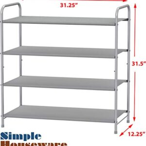 Simple Houseware 4-Tier Shoe Rack Storage Organizer 20-Pair, Grey