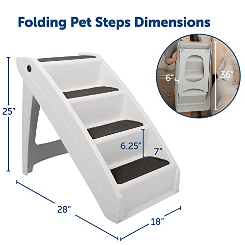 PetSafe CozyUp Folding Dog Stairs for High Beds - Pet Stairs for Indoor/Outdoor Use at Home or Travel - Pet Steps with Siderails, Non-Slip Pads - Durable, Supports up to 200 lbs - Extra Large, Grey