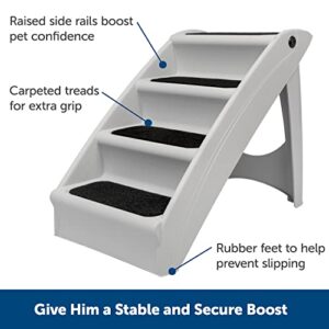 PetSafe CozyUp Folding Dog Stairs for High Beds - Pet Stairs for Indoor/Outdoor Use at Home or Travel - Pet Steps with Siderails, Non-Slip Pads - Durable, Supports up to 200 lbs - Extra Large, Grey