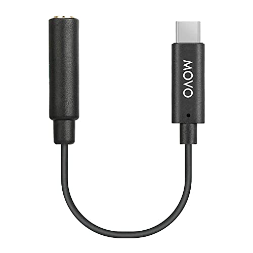 Movo UCMA-1 Female 3.5mm TRS Microphone Adapter Cable to USB Type-C Connector Dongle - Compatible with Samsung Galaxy, Pixel, Moto, HTC, iPad Pro Smartphones and Tablets - USB C to 3.5mm Audio Adapter