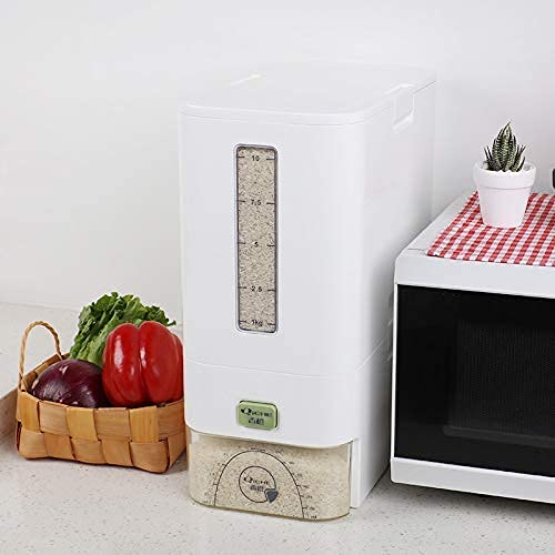 Letusto Rice Dispenser 26 LBS Pound Capacity - Rice Storage Dry Food Container Bin - Great Kitchen Organizer with Measurable Rice Cylinder