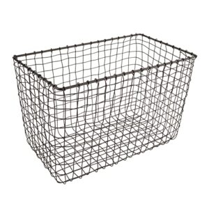 g.e.t. wb-303-mg heavy duty iron wire utility storage bin/basket, rectangular, 15" x 8" x 10"