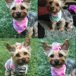 Masue Pets 50pcs in Pairs Dog Hair Bows with Rubber Bands Rhinestone Pearls Bows Bowknot Bows Dog Topknot Bows Cute Dog Hair