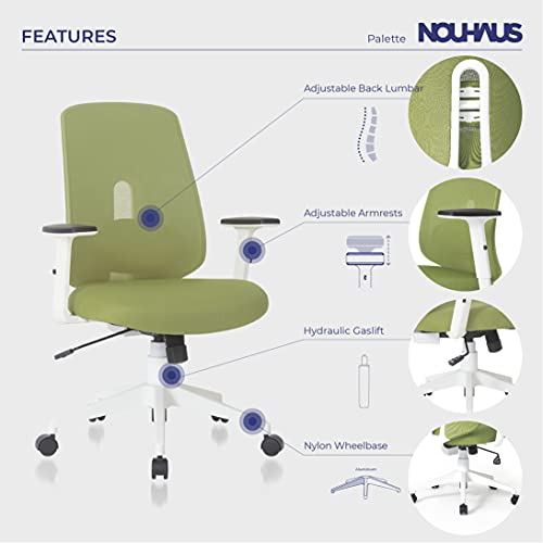 Nouhaus Palette Ergonomic Office Chair Comfortable Swivel Computer Desk Chair, Lumbar Adjust Rolling Chair. (Green)