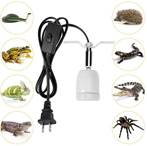 eecoo 300W Reptile Lamp Socket, 360° Rating Heat Light Holder Kit, Habitat Basking Lamp Base Stand with Switch, E27 Socket for Lizard Turtle Snake Aquarium (no Bulb Included)