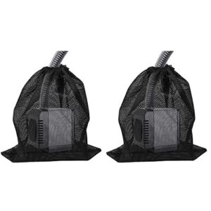 zerira 2 pack pump barrier bag, 12.2"x 15.9"with drawstring pond mesh pump filter bag for pond biofilters aquarium filtration and outdoor swimming pool black media bags