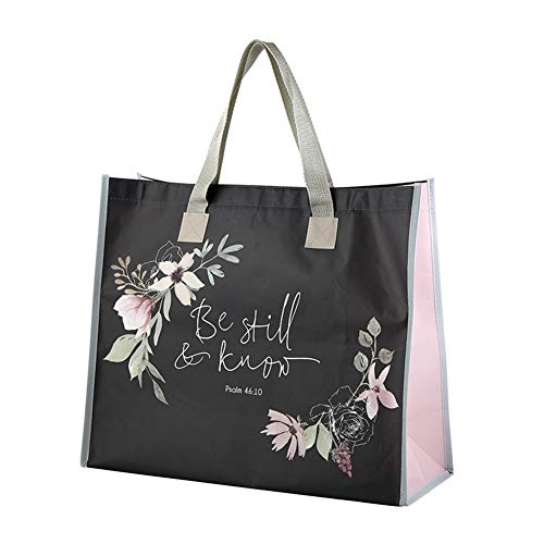 2 Religious Themed Inspirational Christian Tote Bags for Women | Live Thankfully, Be Still and Know Theme | Reusable Totes Set for Church Events, Bible Study, Lightweight Items