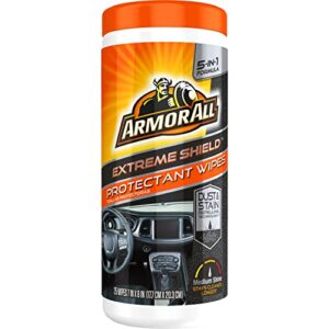 extreme shield protectant wipes by armor all, interior car cleaning wipes with uv protection against cracking and fading, 25 count