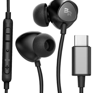 Thore Type C Headphones, in-Ear Wired Earbuds with Microphone & Volume Control Mic Earphones for Samsung Galaxy S23 Ultra/S22/S21/S20 Plus/FE, Pixel 4/5/6a/6/7a/7 Pro & More, Black (USB-C Connection)