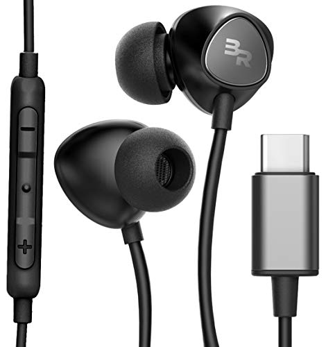 Thore Type C Headphones, in-Ear Wired Earbuds with Microphone & Volume Control Mic Earphones for Samsung Galaxy S23 Ultra/S22/S21/S20 Plus/FE, Pixel 4/5/6a/6/7a/7 Pro & More, Black (USB-C Connection)