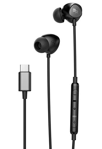 Thore Type C Headphones, in-Ear Wired Earbuds with Microphone & Volume Control Mic Earphones for Samsung Galaxy S23 Ultra/S22/S21/S20 Plus/FE, Pixel 4/5/6a/6/7a/7 Pro & More, Black (USB-C Connection)