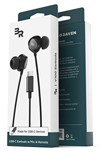 Thore Type C Headphones, in-Ear Wired Earbuds with Microphone & Volume Control Mic Earphones for Samsung Galaxy S23 Ultra/S22/S21/S20 Plus/FE, Pixel 4/5/6a/6/7a/7 Pro & More, Black (USB-C Connection)