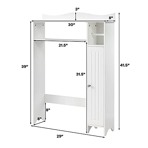 Giantex Over-The-Toilet Storage Rack, Bathroom Freestanding Space Saver with 1-Door Side Storage Cabinet, 2 Open Adjustable Shelves, Anti-Topping Design Towels Organizer Stand White