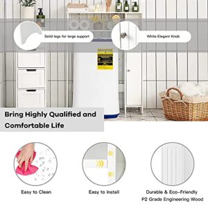 Giantex Over-The-Toilet Storage Rack, Bathroom Freestanding Space Saver with 1-Door Side Storage Cabinet, 2 Open Adjustable Shelves, Anti-Topping Design Towels Organizer Stand White