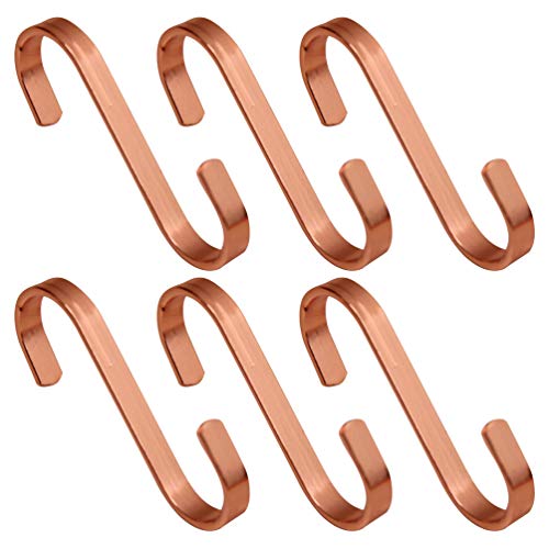 TOPBATHY 6pcs S Shaped Hook Heavy Duty S Hooks Rack Hangers Hanging Hangers Hooks for Bedroom, Supermarket,Bathroom, Kitchen and Office: Pan, Pot, Coat, Bag,Towels, Plants(10cm Rose Gold)