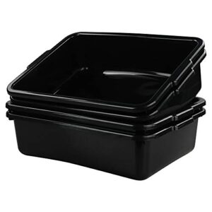 Teyyvn 13 L Plastic Bus Box/Utility Box, Commercial Wash Basin Tote Box, 4-Pack, Black