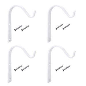 4 pieces metal wall hook plant hanger bracket decorative iron wall hooks decorative coat hook metal lantern bracket for hanging baskets lantern artworks home decor come with screws, white
