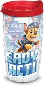 tervis 1346912 nickelodeon - paw patrol take action insulated tumbler with wrap and red lid, 10oz wavy, clear