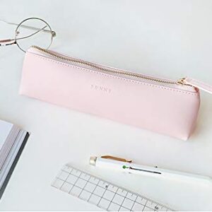 Doraking Pencil Bag Pen Case Cosmetic Makeup Bag Pen Pencil Stationery Pouch Bag Case/PU Leather Small Pencil Pouch Students Stationery Pouch Zipper Bag for Pens, Pencils, Markers (Pink)