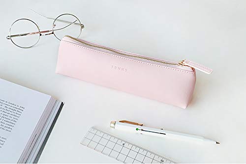 Doraking Pencil Bag Pen Case Cosmetic Makeup Bag Pen Pencil Stationery Pouch Bag Case/PU Leather Small Pencil Pouch Students Stationery Pouch Zipper Bag for Pens, Pencils, Markers (Pink)