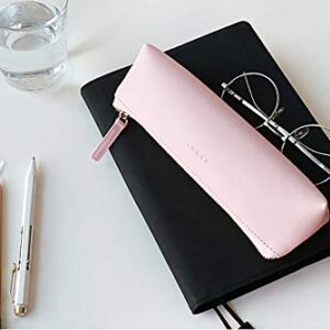 Doraking Pencil Bag Pen Case Cosmetic Makeup Bag Pen Pencil Stationery Pouch Bag Case/PU Leather Small Pencil Pouch Students Stationery Pouch Zipper Bag for Pens, Pencils, Markers (Pink)