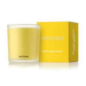 apotheke market collection luxury scented jar candle, meyer lemon & mint, 11 oz - lemon, spearmint, jasmine & eucalyptus scent, strong fragrance, aromatherapy, lasting, hand poured in usa, soy wax