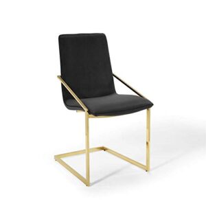 modway pitch performance velvet dining armchair, gold black 21.5 x 19.5 x 35.5
