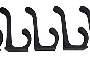 Claimed Corner Cast Iron Coat Hooks - Wall Mounted Rustic Farmhouse Matte Black Cast Iron DIY Coat Towel Hat Scarf Bags Hook 5-Pack