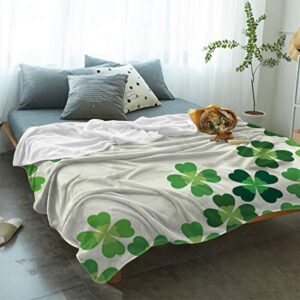 Gogobebe Flannel Fleece Throw Blanket for Sofa Couch Bed St. Patrick's Day Shamrock Spring Irish Festival Lucky Clovers Leaves Soft Cozy Lightweight Blanket for Adults/Kids 39x49inch