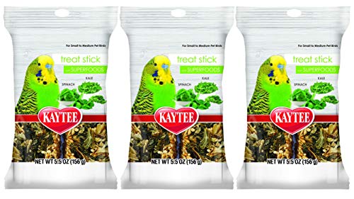 Kaytee 6 Pack of Birid Treat Sticks with Superfoods, Small to Medium, with Spinach and Kale