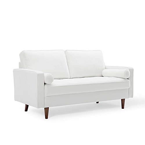 Modway Valour Performance Velvet Loveseat, White Valour Performance Velvet Loveseat