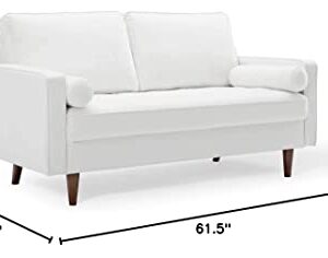 Modway Valour Performance Velvet Loveseat, White Valour Performance Velvet Loveseat