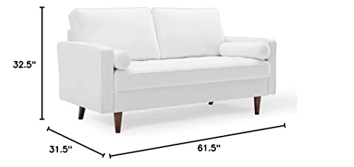 Modway Valour Performance Velvet Loveseat, White Valour Performance Velvet Loveseat