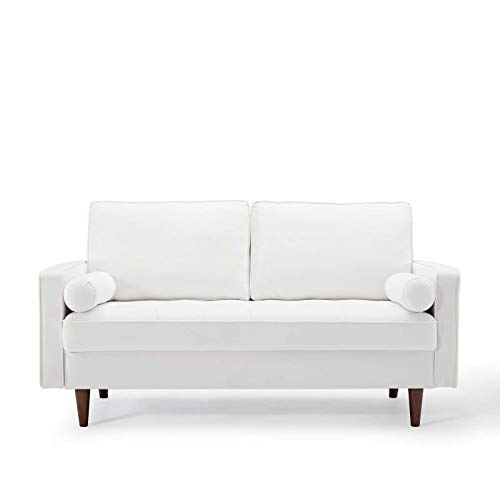 Modway Valour Performance Velvet Loveseat, White Valour Performance Velvet Loveseat