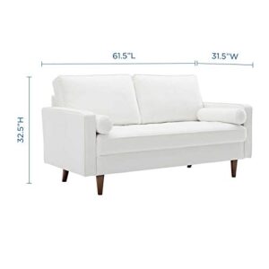 Modway Valour Performance Velvet Loveseat, White Valour Performance Velvet Loveseat