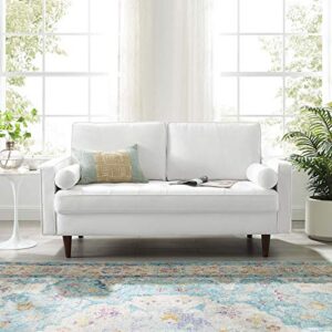 Modway Valour Performance Velvet Loveseat, White Valour Performance Velvet Loveseat