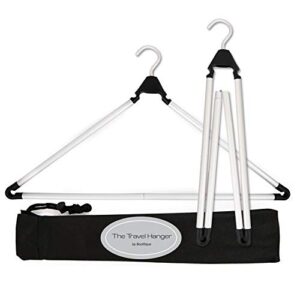travel hanger, car hanger, clothes hanger, gym hanger, fitness hanger- folding foldable hanger, portable hanger (matte silver & black)