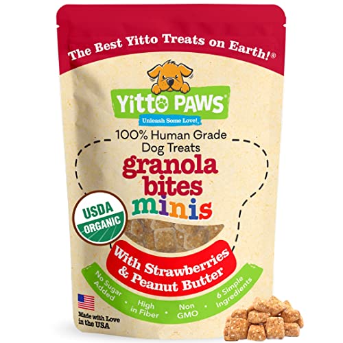 Yitto Paws Organic Puppy Treats - Healthy Dog Training Treats, All Natural Dog Biscuits for Small Dogs Puppies & Training, Mini Peanut Butter Snacks Made in USA, Human Grade Low Calorie Cookies