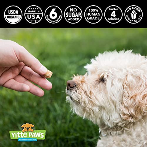 Yitto Paws Organic Puppy Treats - Healthy Dog Training Treats, All Natural Dog Biscuits for Small Dogs Puppies & Training, Mini Peanut Butter Snacks Made in USA, Human Grade Low Calorie Cookies