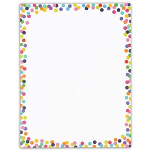 96 Sheets of Confetti Stationery Paper for Writing Letters, Invitations with Decorative Border (8.5 x 11 In)
