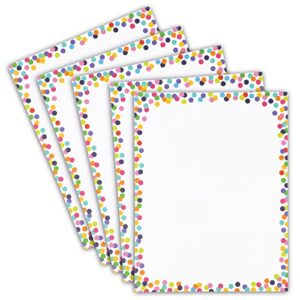 96 Sheets of Confetti Stationery Paper for Writing Letters, Invitations with Decorative Border (8.5 x 11 In)