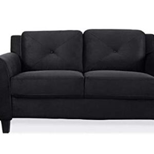 Harper Tufted Tufted Back Cushion Microfiber Loveseat - Lifestyle Solutions (Black)